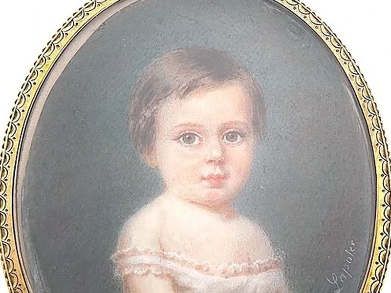 1814-Antonine Lapoter - Ritratto in miniatura di un bambino